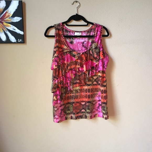 DRESS BARN LAYERED TANK- pop of color Large Lg - Picture 2 of 6